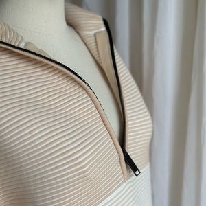 Y2K ATHLEISURE APRÈS-SKI Neutral Two Tone Zip Jumper / Sweatshirt V Neck Sweater